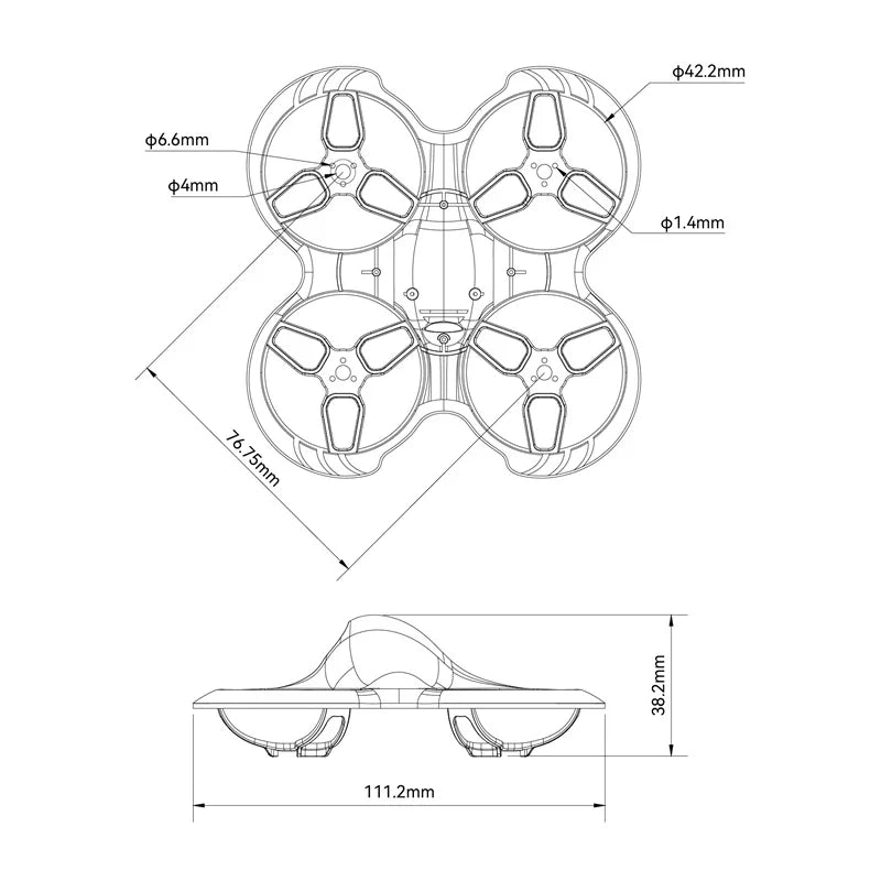 Nadomestni okvir za brezkrtačni kvadrokopter BETAFPV Cetus Pro 75 mm PA12