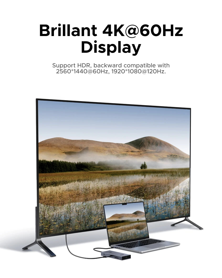 UGREEN 10Gbps USB-C zvezdišče s HDMI 4K60Hz, gigabitnim RJ45, PD100W, SD/TF in USB-A/C priključki