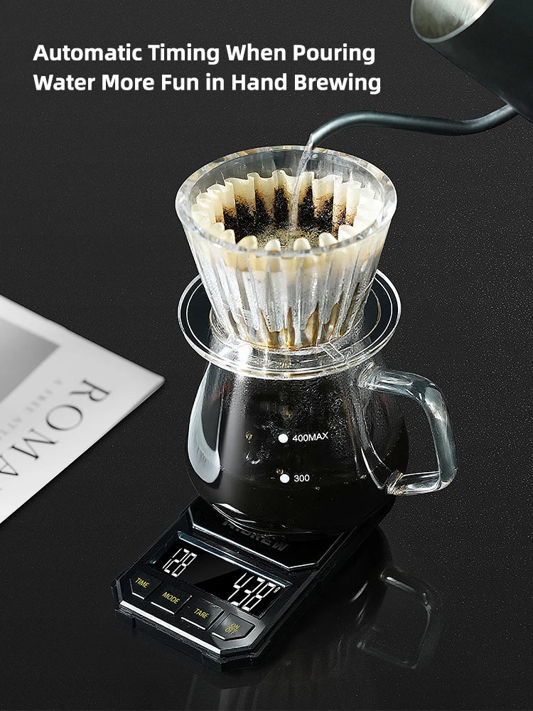 Digitalna kavna tehtnica HiBREW 3000g/0.1g – Visokonatančna elektronska tehtnica s samodejnim časovnikom in LED-zaslonom