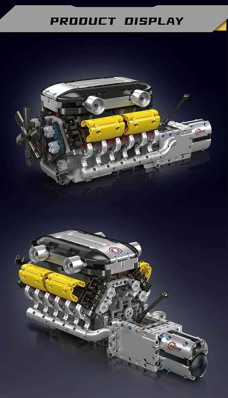 Mould King 10202 Motorized V12 Engine & Transmission Building Set - Limetastore