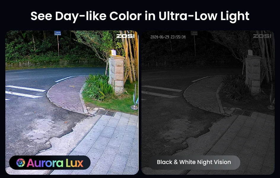 Varnostni kamerov sistem ZOSI 4K 8MP PoE – barvni nočni vid Aurora Lux | 5MP/8MP za zunanjo/notranjo uporabo