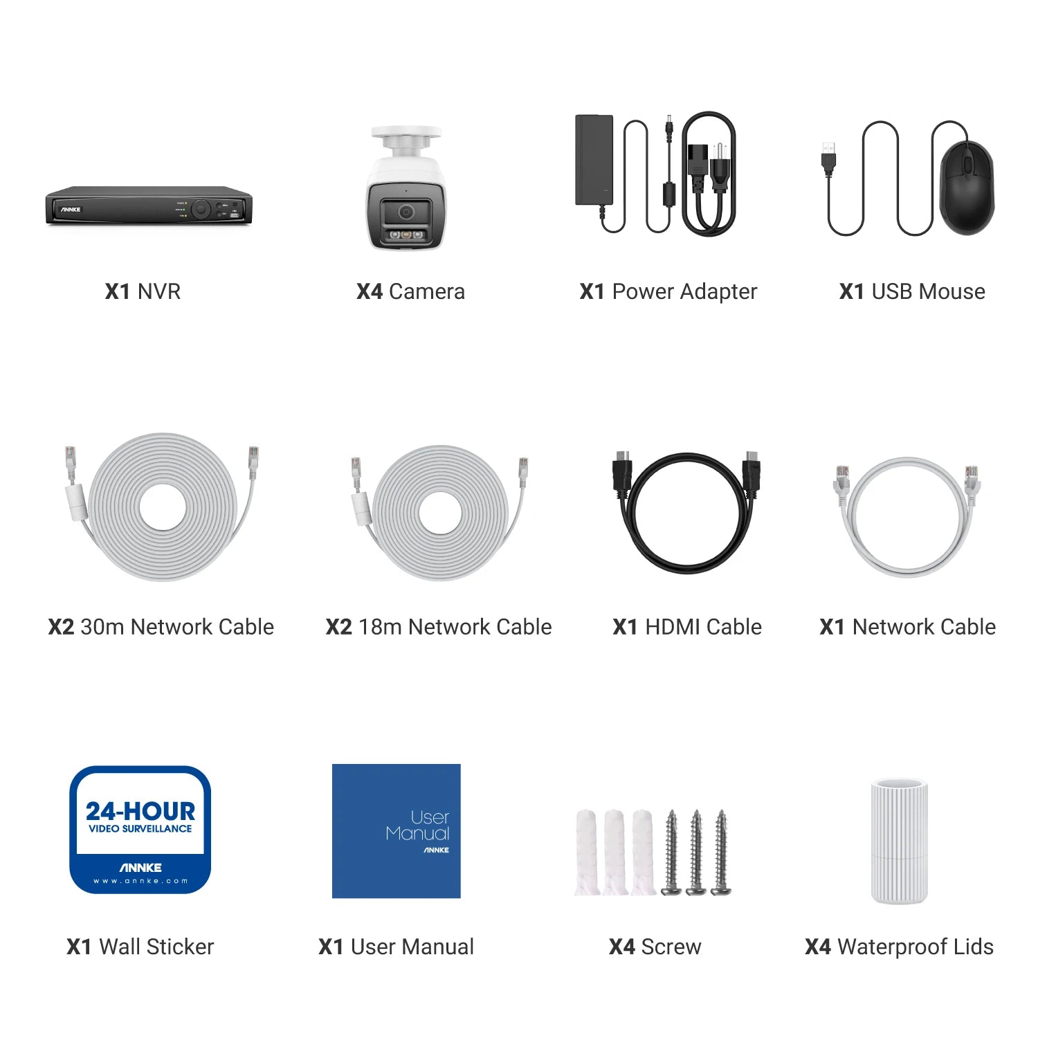 ANNKE 12MP PoE CCTV System | 8CH H.265+ NVR, 4/8× 12MP Cameras, Audio Recording
