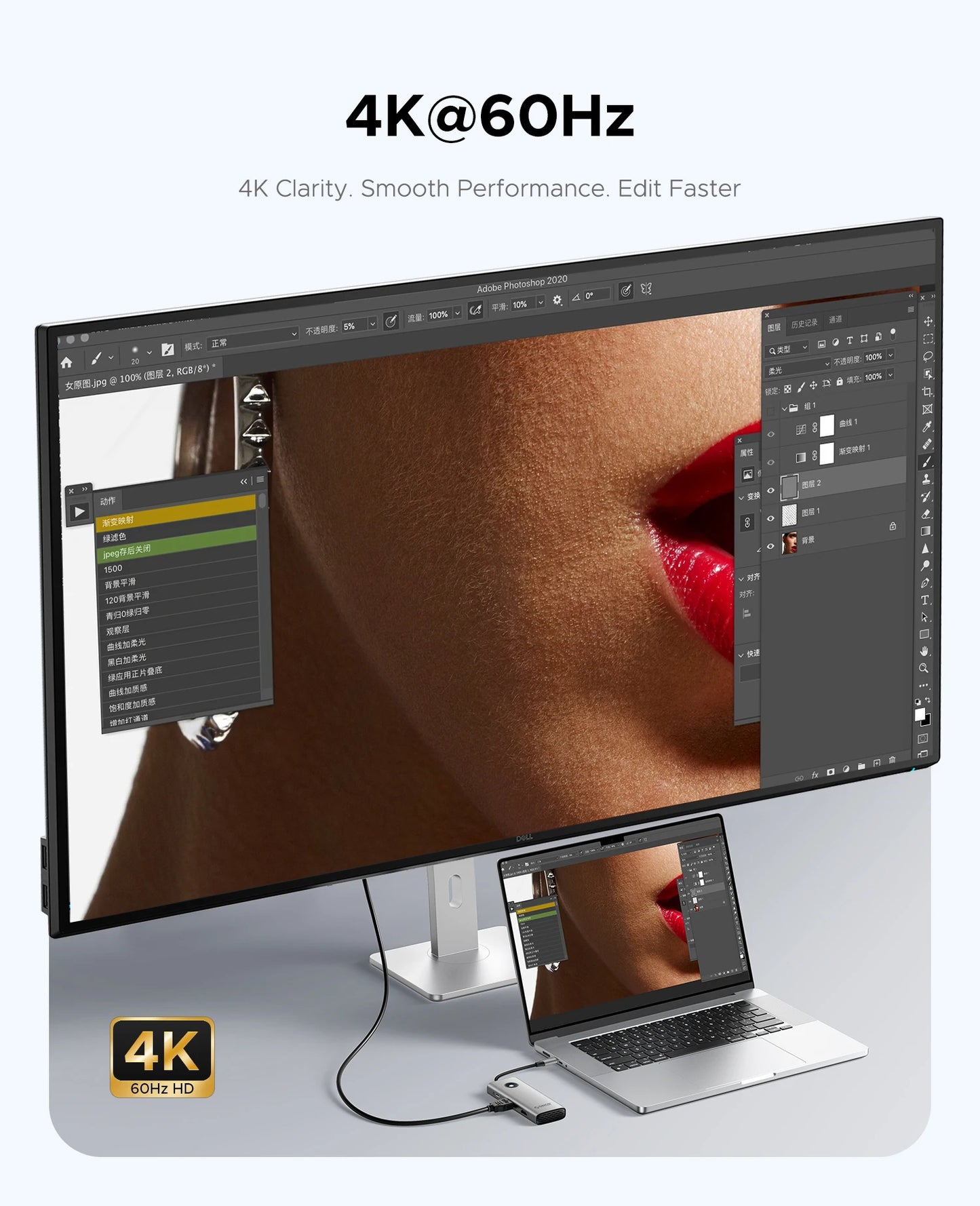 ORICO 8‑in‑1 USB‑C Hub Triple Display Docking Station with Dual HDMI 4K60Hz, USB 3.0 Ports