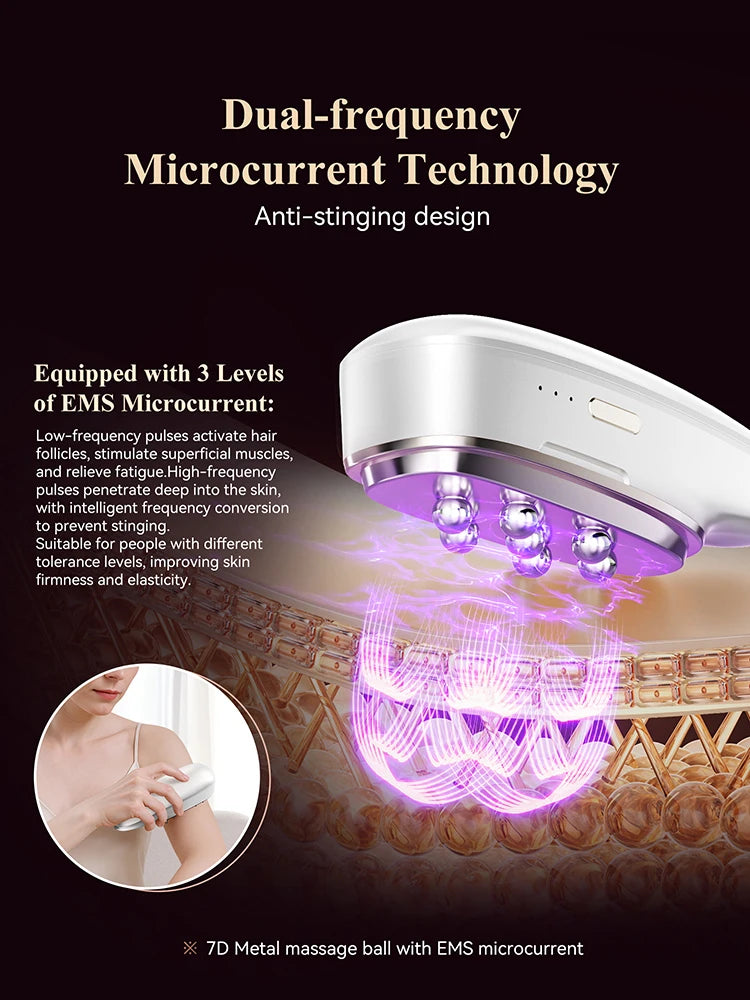 ANLAN Guasha Beauty Device Set for Facial Swelling Removal and Wrinkle Reduction - Dual-frequency EMS Hot Cold Massager - Limetastore