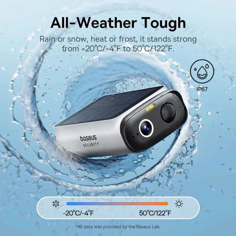 Baseus Security S1 Lite Solar Security Camera Wireless Outdoor Camera Continuous Power 2K Resolution 135°FOV IP67 Wifi Camera - Limetastore
