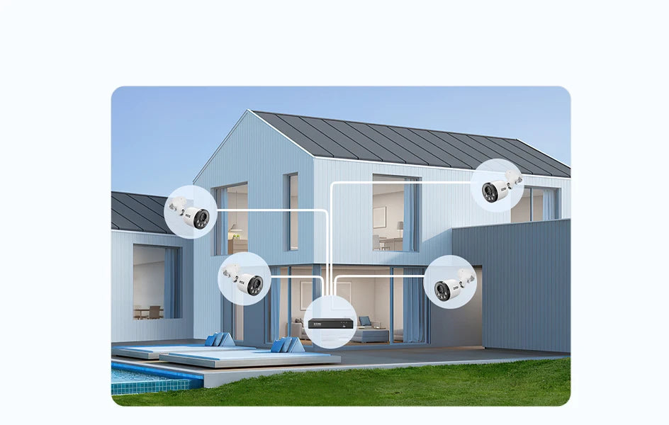 Varnostni kamerov sistem ZOSI 4K PoE NVR z 8MP vodoodpornimi žičnimi PoE kamerami H.265+ 4K/8MP 8-kanalni CCTV NVR za 24/7 nadzor doma