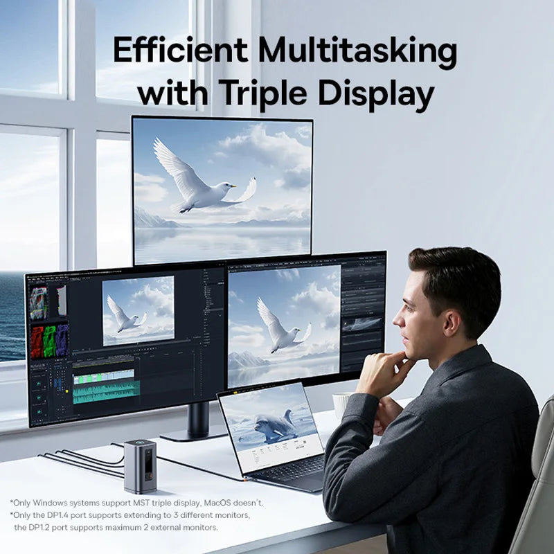 Baseus 11‑v‑1 zvezdišče USB‑C | DP 4K@60Hz, HDMI, trojni zaslon, RJ45, PD 100W, priklopna postaja USB 3.1