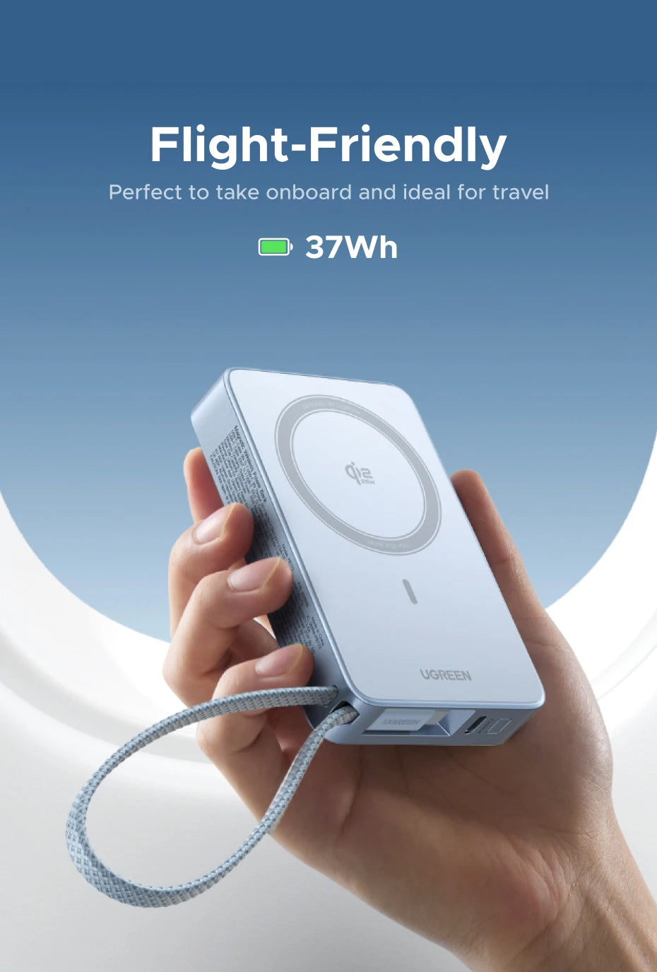 UGREEN Qi2.2 25W magnetni prenosni polnilec – 10000 mAh zunanja baterija za hitro polnjenje