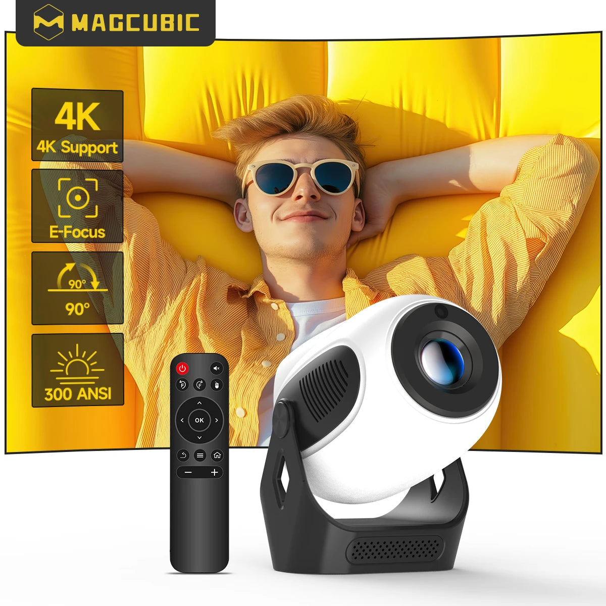 Magcubic HY300X Smart Projector | Electric Focus & WiFi 6 | 300 ANSI Android 11