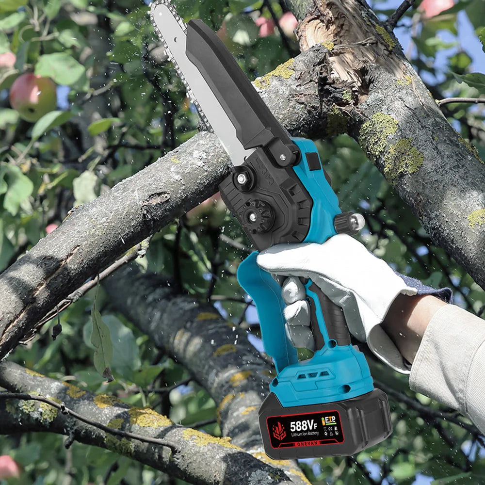 ONEVAN 8" akumulatorska teleskopska verižna žaga | 40 cm obrezovalnik za visoke veje