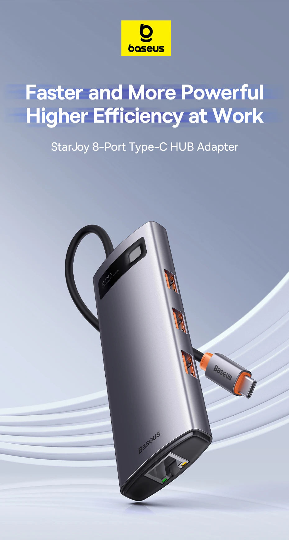 Baseus USB-C Hub | HDMI 4K, USB 3.1 10Gbps, RJ45 Ethernet, SD/TF priklopna postaja za MacBook