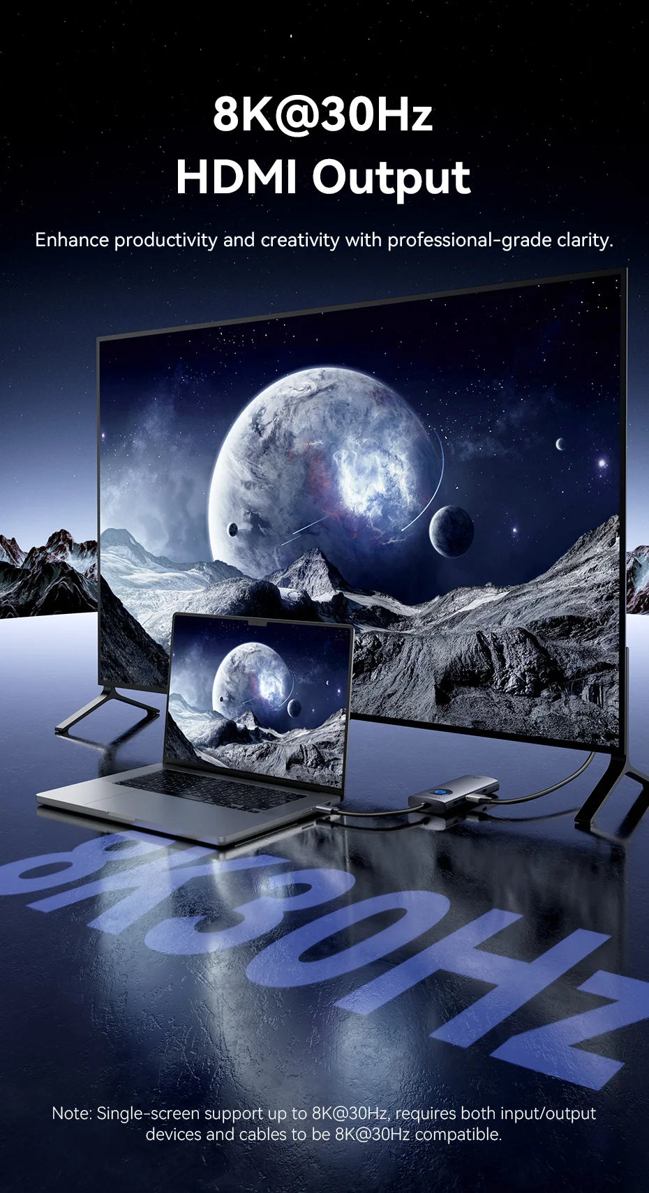 Vention vozlišče USB-C 8K/4K HDMI | LED-zaslon, USB-A/C 3.0, 3.2 Gen1, gigabitni ethernetni adapter