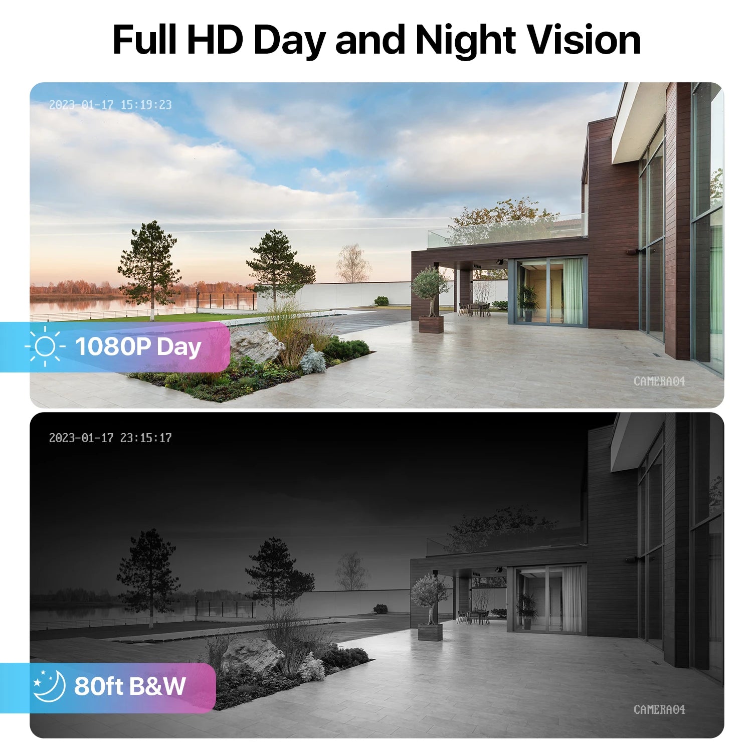 ZOSI 1080p 2MP žični varnostni sistem za dom – 8-kanalni H.265+ DVR s 4/8 zunanjimi nočnimi kamerami