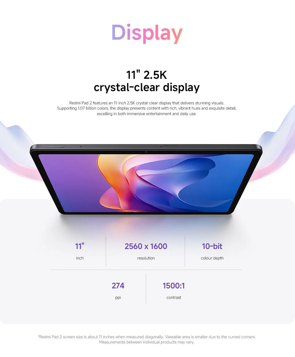 New Global version Xiaomi Redmi Pad 2 Tablet 90Hz 11" Display 9000mAh Battery MTK Helio G100-Ultra 8MP Camera Fast charging - Limetastore