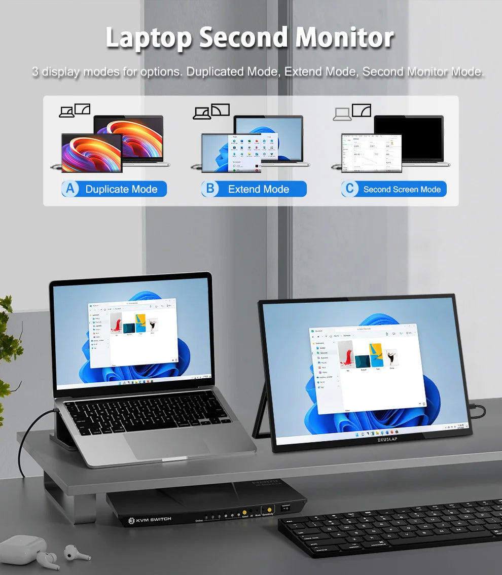 ZEUSLAP 18.5" Portable Touch Monitor | 100Hz, 100% sRGB, With Stand