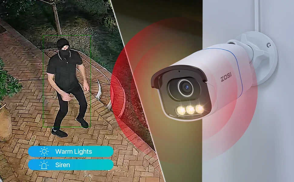 ZOSI C186 Aurora Lux 5MP 3K PoE IP kamera – nočni vid s pravimi barvami, velika zaslonka F1.0 in slikovni senzor 1/1,79''