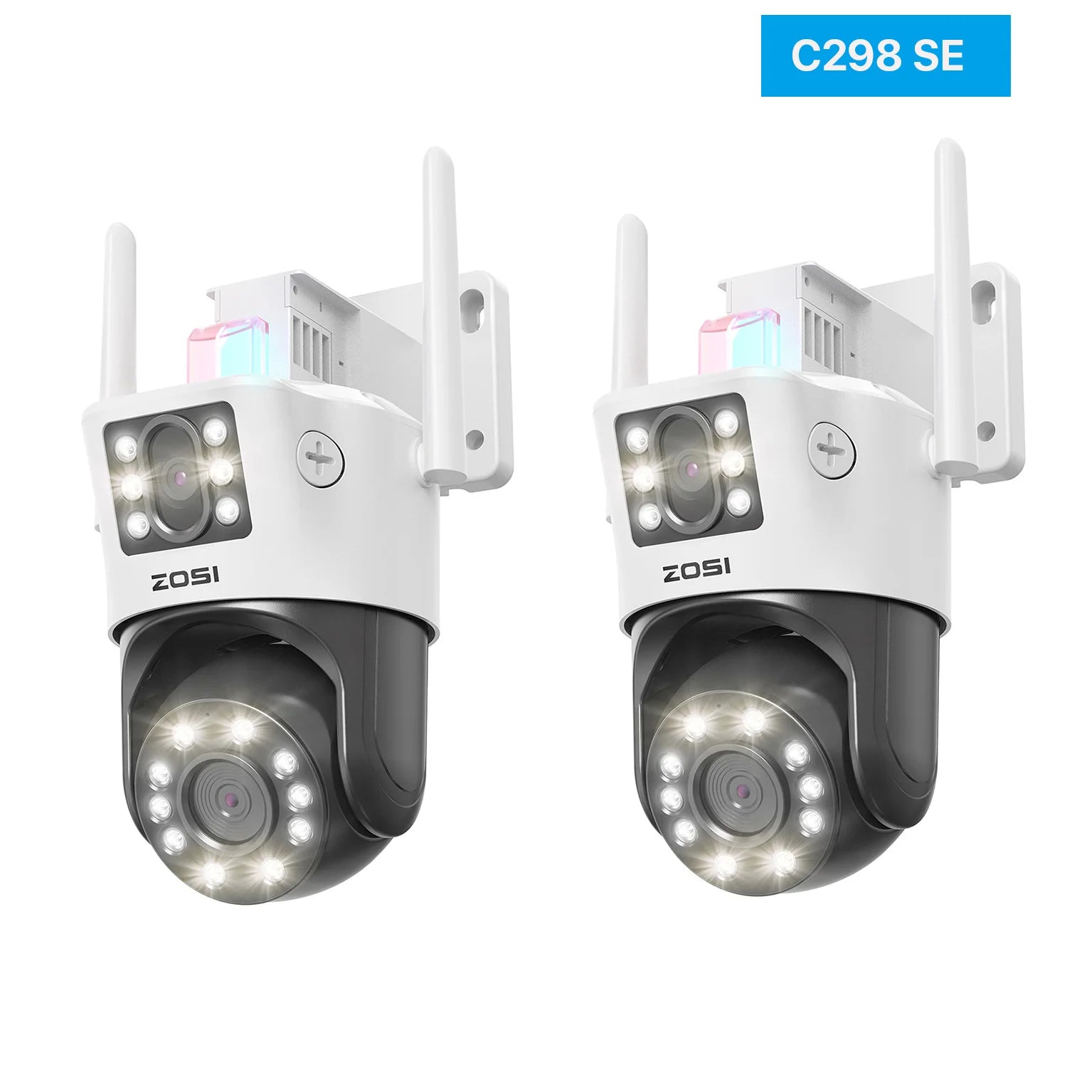 ZOSI C298 Max 4K 8MP Dual‑Lens PTZ Security Camera – 2×4MP Wide‑Angle Outdoor WiFi/Wired Surveillance Cam