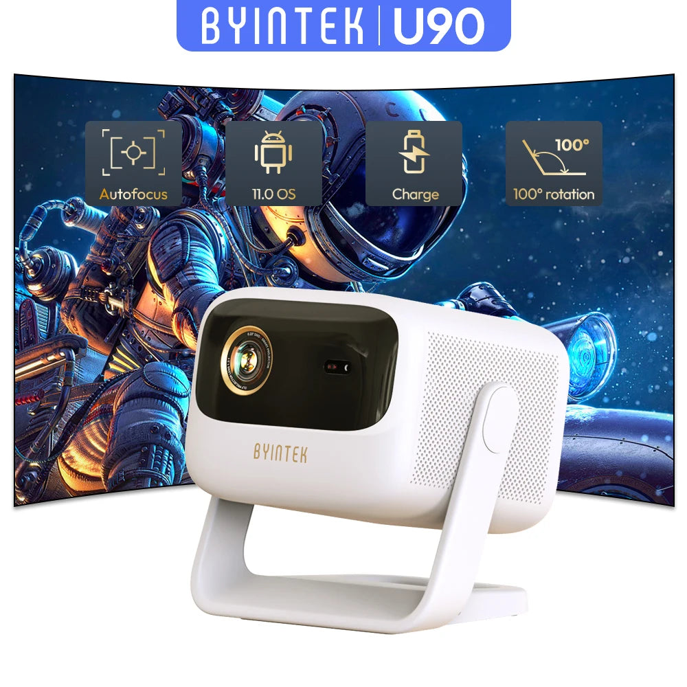 BYINTEK U90 Smart Portable DLP Projector – 700 ANSI Lumens, Android 11, 4K Support