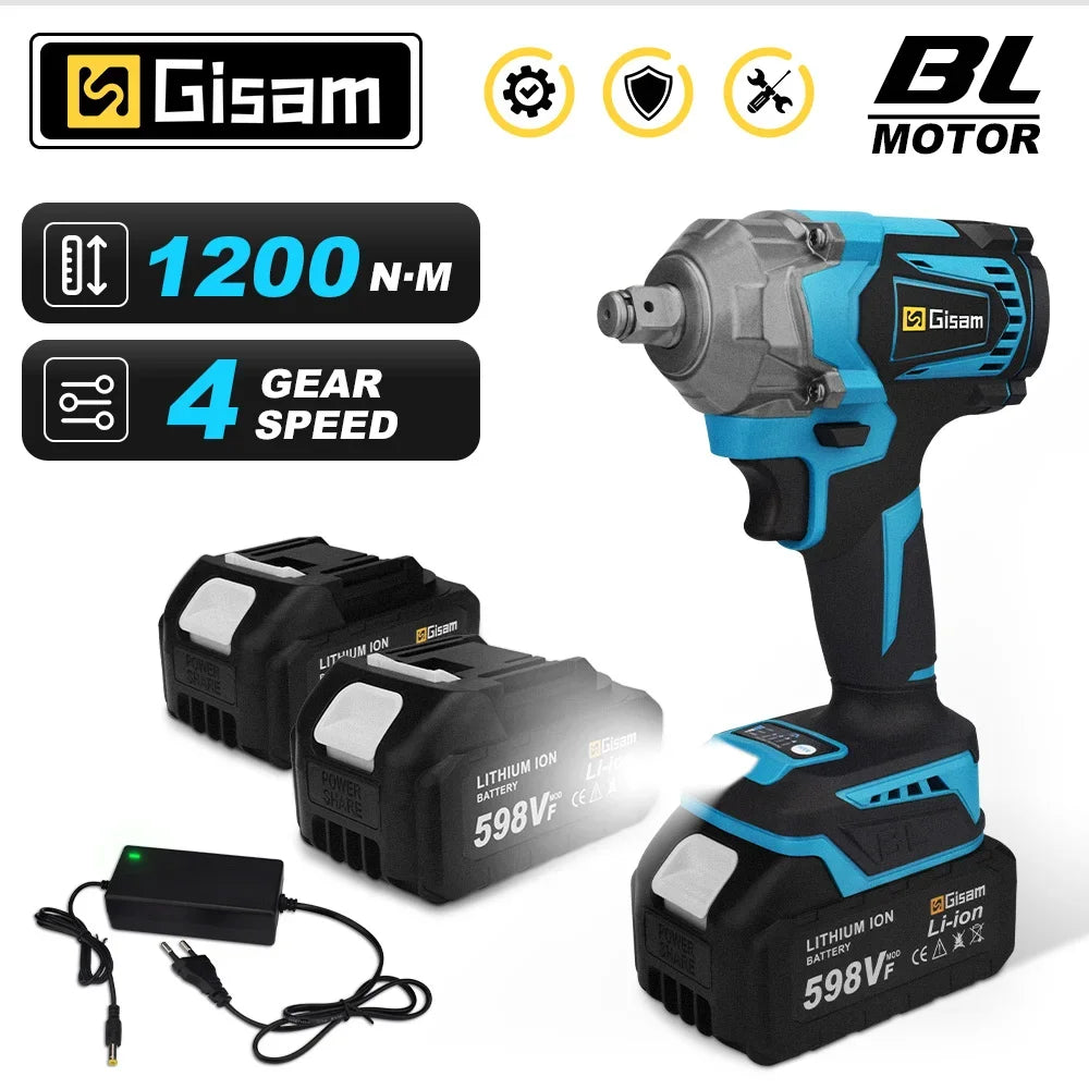 Gisam 1200Nm brezkrtačni udarni vijačnik 1/2" za Makita 18V