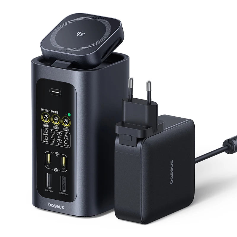 Baseus 160W 15‑v‑1 USB‑C zvezdišče | Dvojni HDMI 4K@120Hz, Qi2.2 25W brezžični polnilnik
