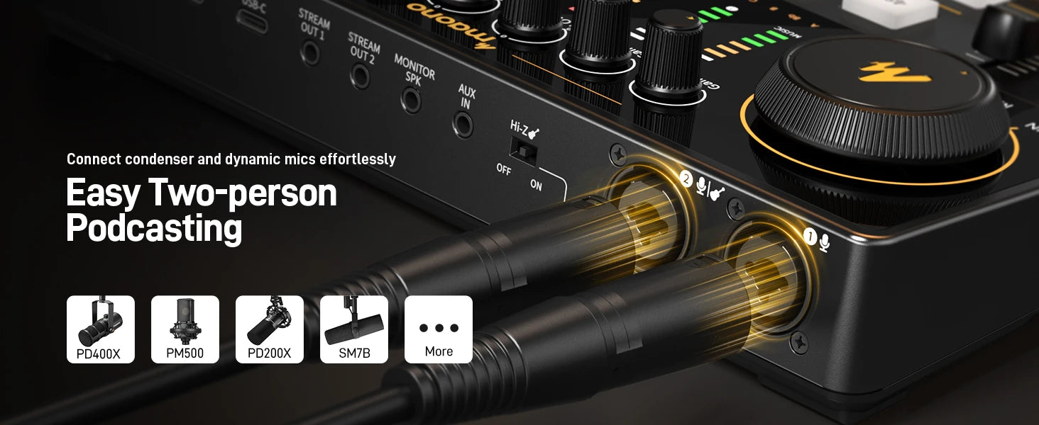 MaonoCaster E2 Gen2 – Dvojni XLR avdio vmesnik in mešalnik za podcaste