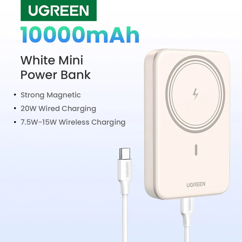 UGREEN PD20W magnetna prenosna baterija – 10000 mAh prenosna zunanja baterija za hitro brezžično polnjenje