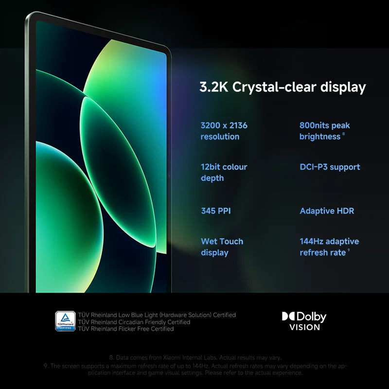 FR Warehouse Global Version Xiaomi Pad 8 Global Version 11.2" 144Hz display Snapdragon® 8s Gen 4 Mi tablet 13MP Camera 9200mAh 45W turbo charging - Limetastore