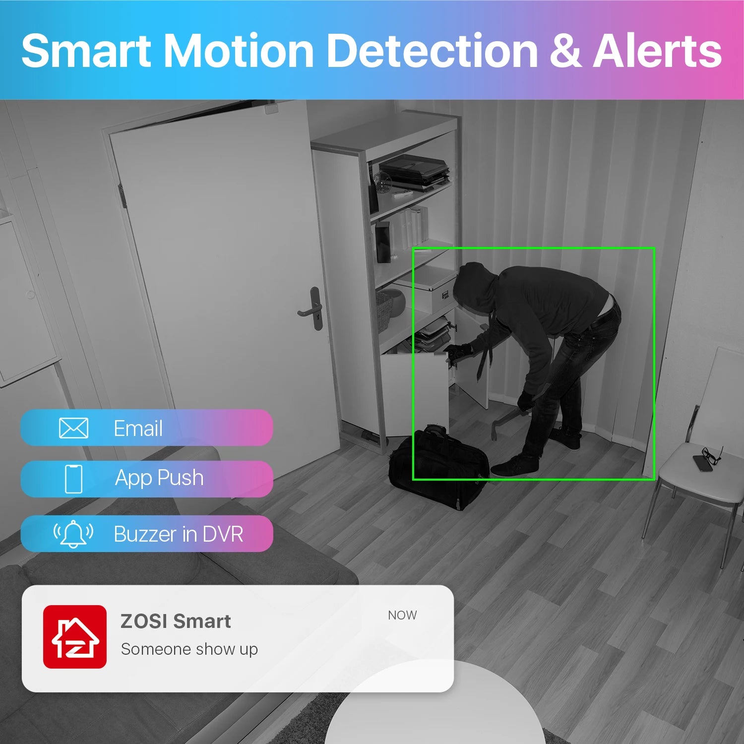 ZOSI 1080p 8-kanalni varnostni sistem CCTV za dom – H.265+ DVR z 2MP notranjimi/zunanji dome kamerami