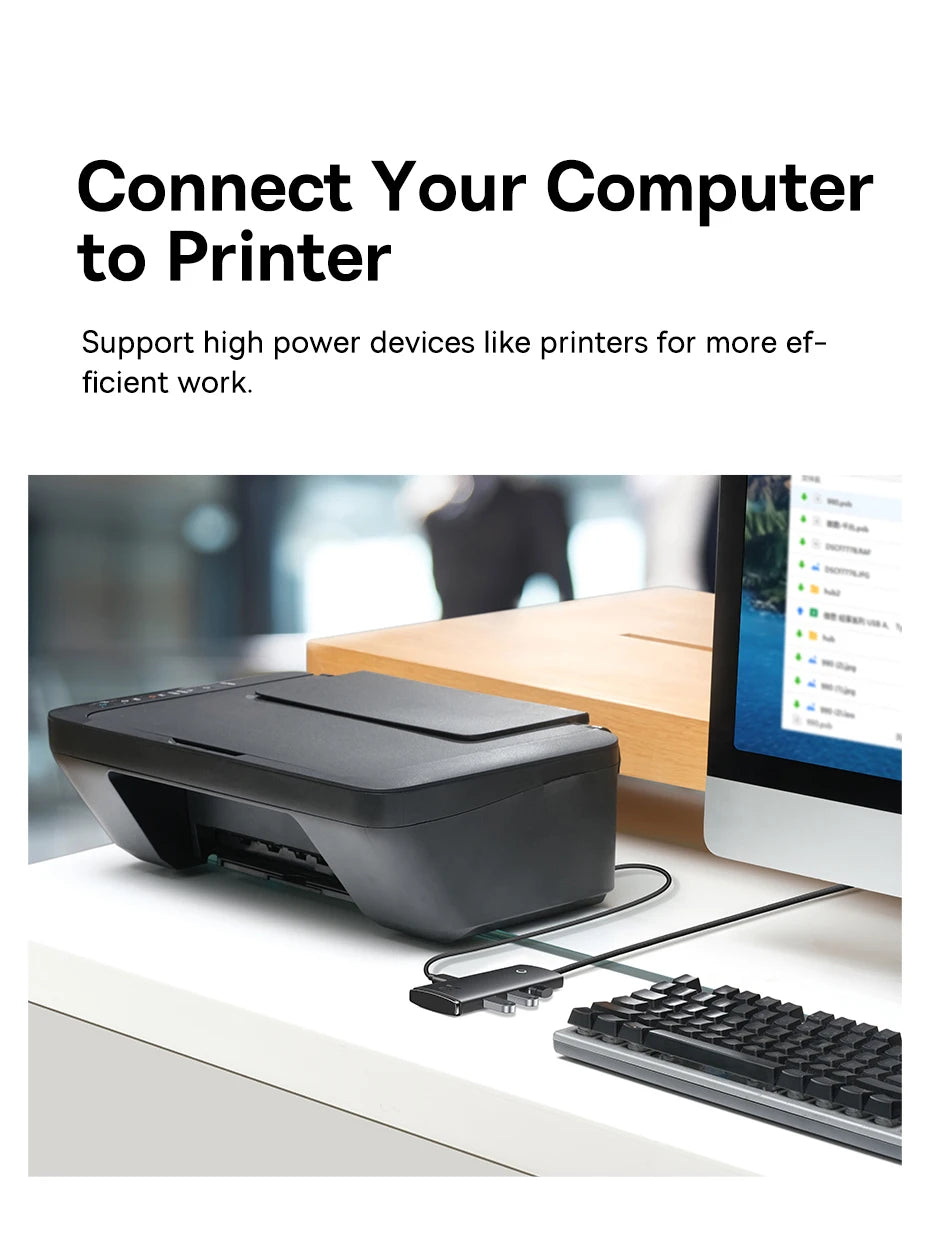 Baseus 4‑in‑1 USB‑C Hub | Type‑C to 4× USB 3.0 5Gbps Splitter Adapter for Laptop & PC
