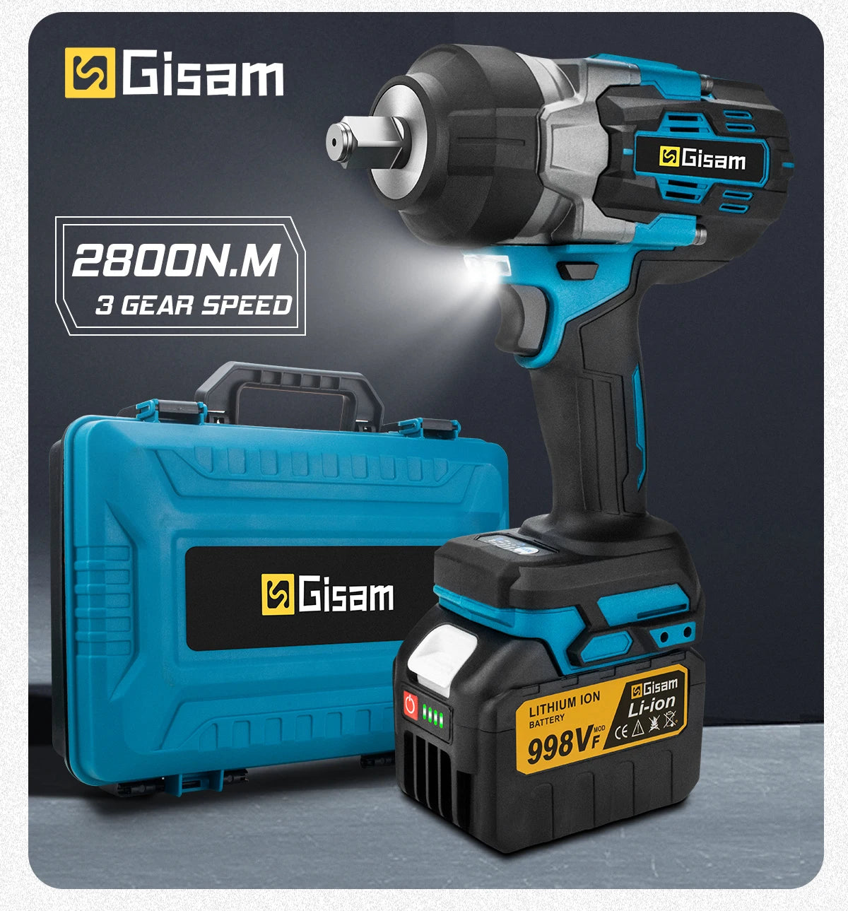 Gisam 2800N.m brezkrtačni udarni vijačnik 1/2" za Makita 18V