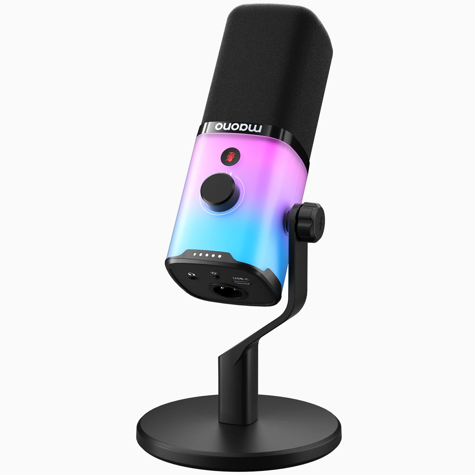 Maono PD100X – USB/XLR Dynamic RGB Gaming Microphone | Noise Reduction, Mute Button & Headphone Monitoring for Streaming & Podcasting