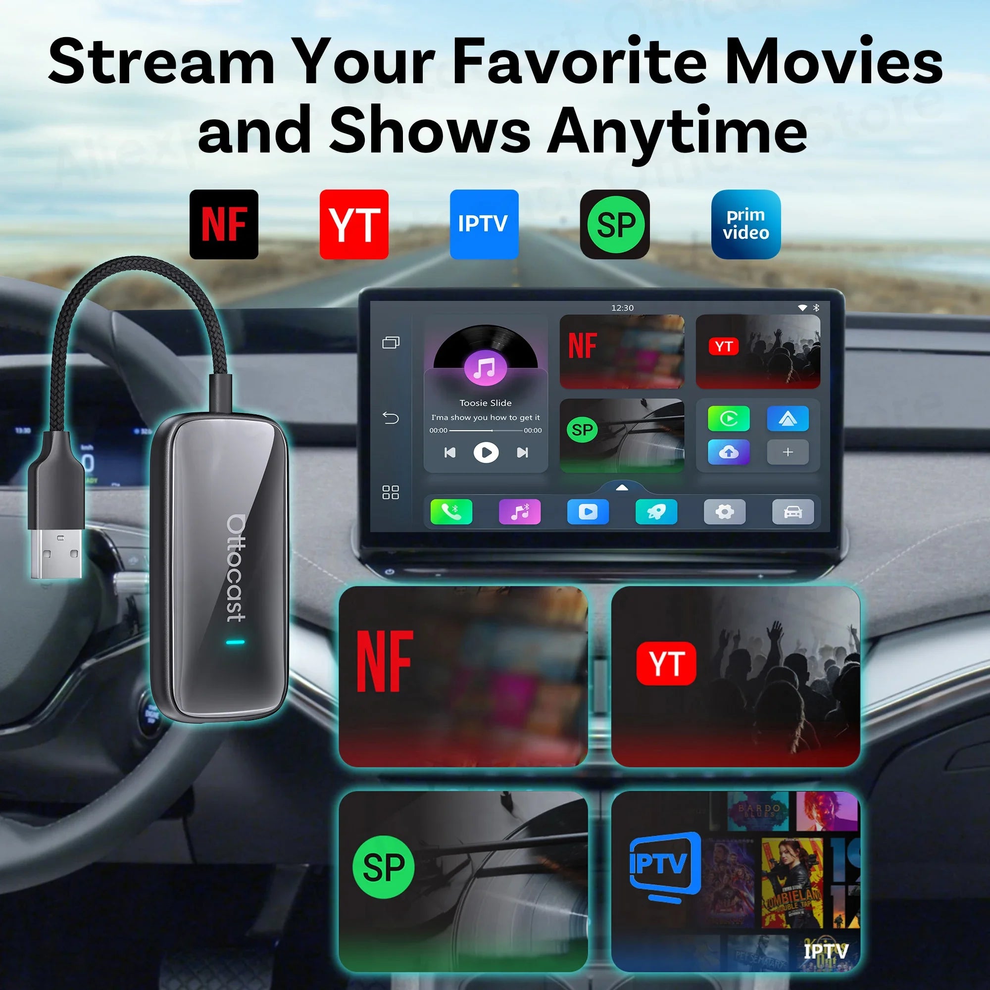 Brezžični video adapter OTTOCAST Play2Video Ultra CarPlay
