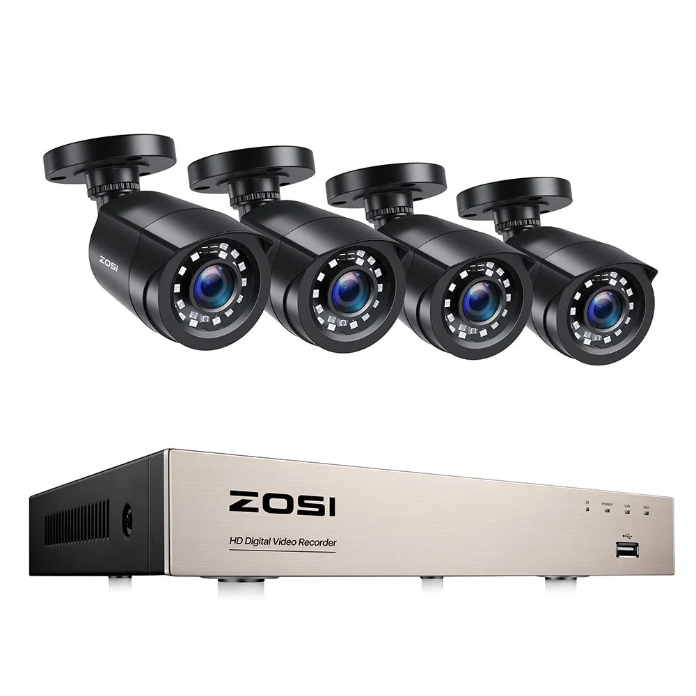 ZOSI 1080p 2MP žični varnostni sistem za dom – 8-kanalni H.265+ DVR s 4/8 zunanjimi nočnimi kamerami