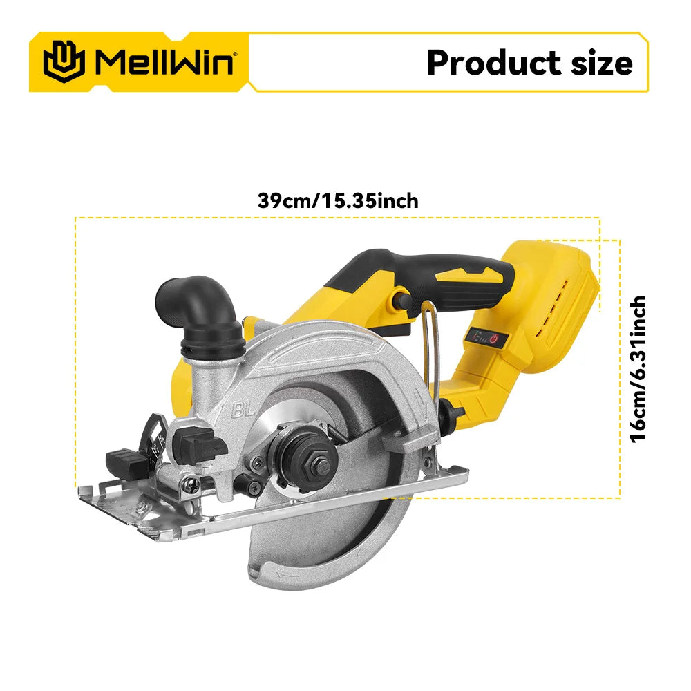 MELLWIN Brushless 6 Inch Electric Circular Saw 3 Gear Cordless Handheld Circular Saw Woodworking Tool For Makita 18V Battery Pin - Limetastore