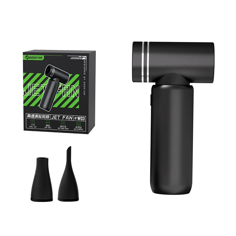 Booster Jet Fan Turbo Mini – 110.000 RPM brezkrtačni zračni pihalnik | Izjemno močan prenosni turbo ventilator