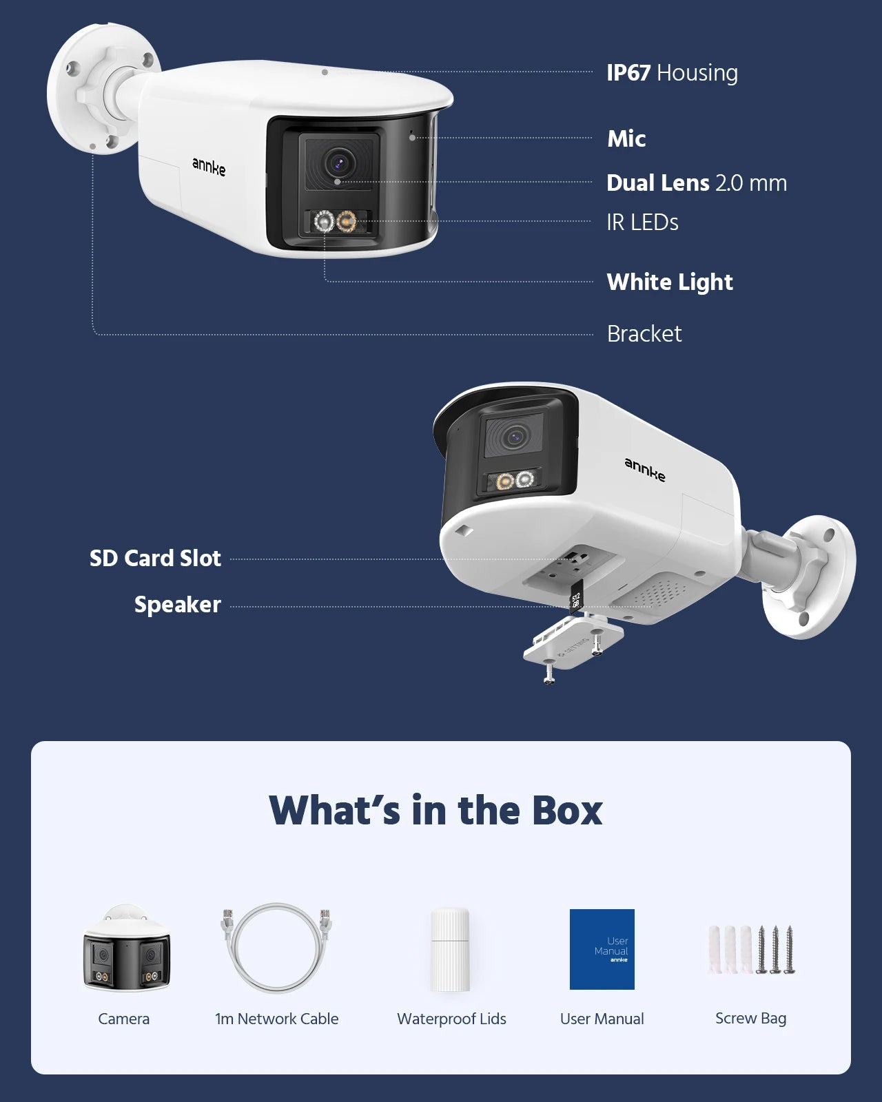 ANNKE 4K 8MP panoramski dvojni objektiv PoE sistem | 8-kanalni NVR, 180° pogled, IR nočni vid, 6MP kamere