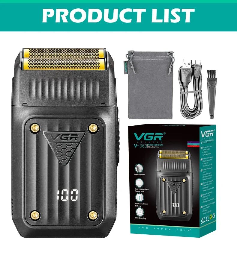 VGR V-363 profesionalni brivnik z mrežico 8000 vrt./min 80 min USB-C
