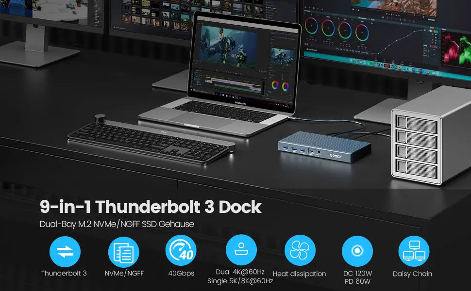 ORICO Thunderbolt 3 M.2 NVMe/NGFF ohišje za SSD priklopno postajo s 40Gbps USB‑C povezavo