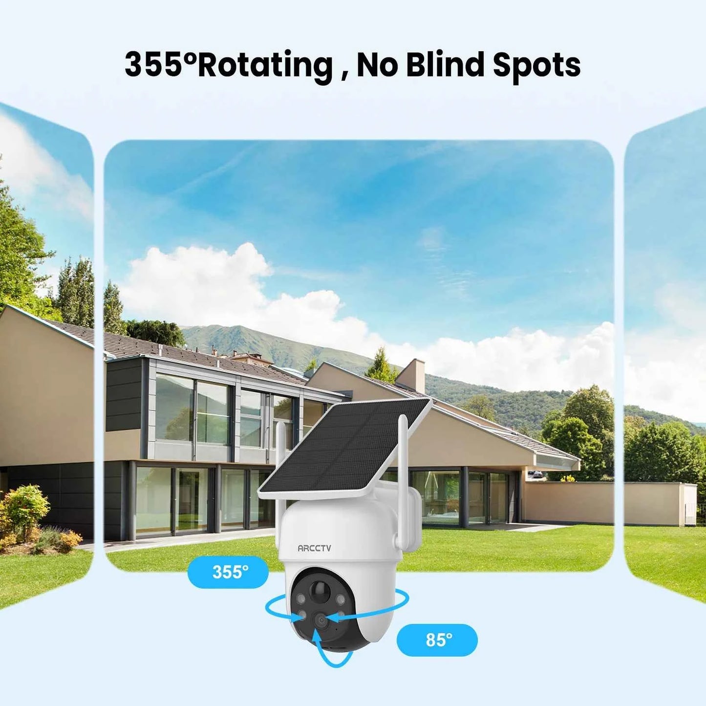 ARCCTV 4MP Wifi Solar Camera Kit Outdoor Wireless Security Surveillance Camera Set Siren Alarm Humanoid Detection Two Way Audio - Limetastore