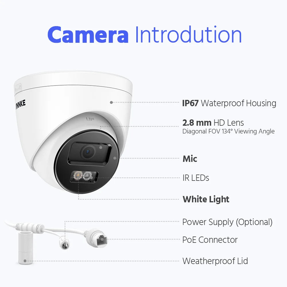 Varnostna kamera ANNKE 12 MP 6K PoE | Dvojna svetloba, zaznavanje z umetno inteligenco, zvok, IP67