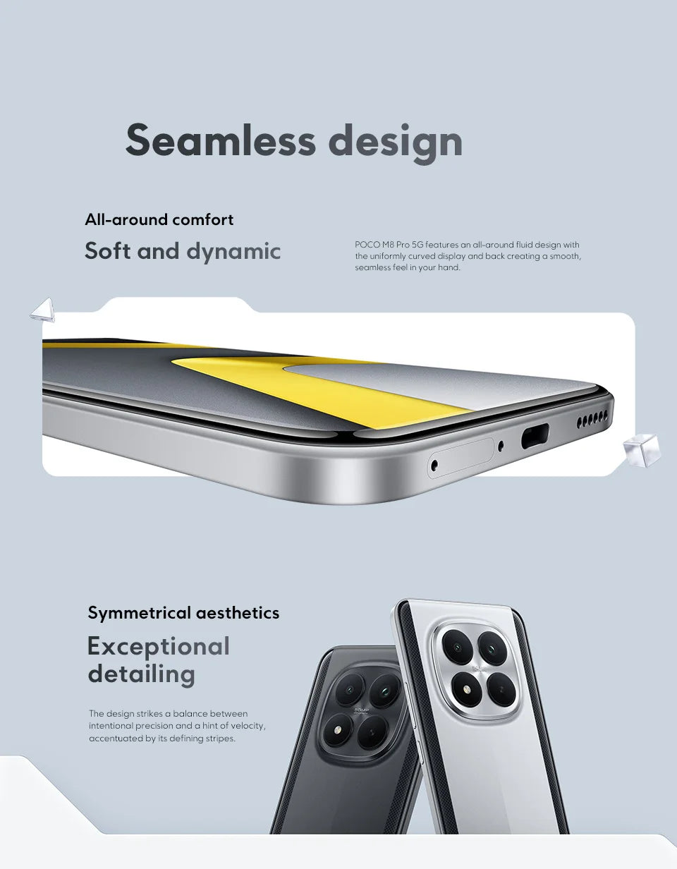 POCO M8 Pro 5G Smartphone Global Version Snapdragon® 7s Gen 4 Octa core 6500mAh battery 100W HyperCharge  6.83" CrystalRes 1.5K AMOLED display 50MP Camera NFC - Limetastore