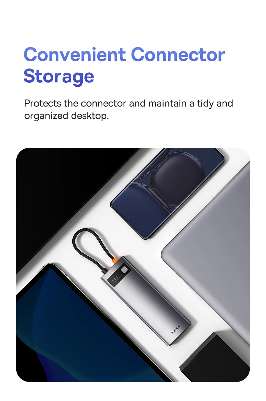 Baseus USB-C Hub | HDMI 4K, USB 3.1 10Gbps, RJ45 Ethernet, SD/TF priklopna postaja za MacBook