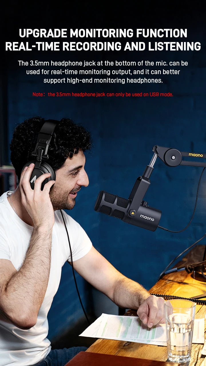Maono PD400X – XLR/USB Dynamic Microphone | All‑Metal Podcast & Streaming Mic with One‑Touch Mute, Gain Control & Headphone Monitoring