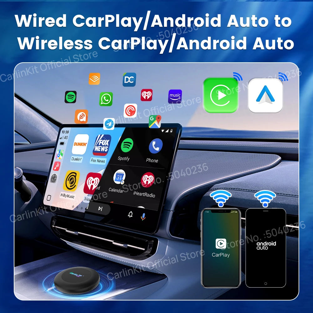 Brezžični CarPlay AI Box CarlinKit Android 15 SM6350 8+128 GB