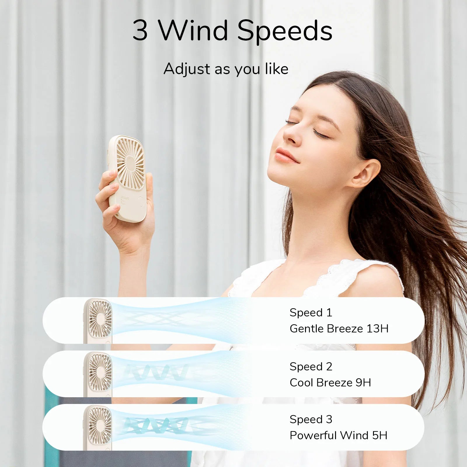 JISULIFE Mini Handheld Fan – Portable USB Rechargeable Small Desk Fan with Built-in Bracket