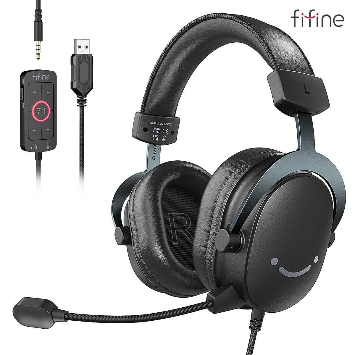 FIFINE H9 USB/3.5mm Gaming Headset | 7.1 Surround Sound & Pro Mic