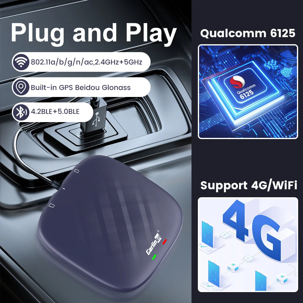 CarlinKit Tbox-Ultra Android 15 8+128GB Brezžični CarPlay AI Box