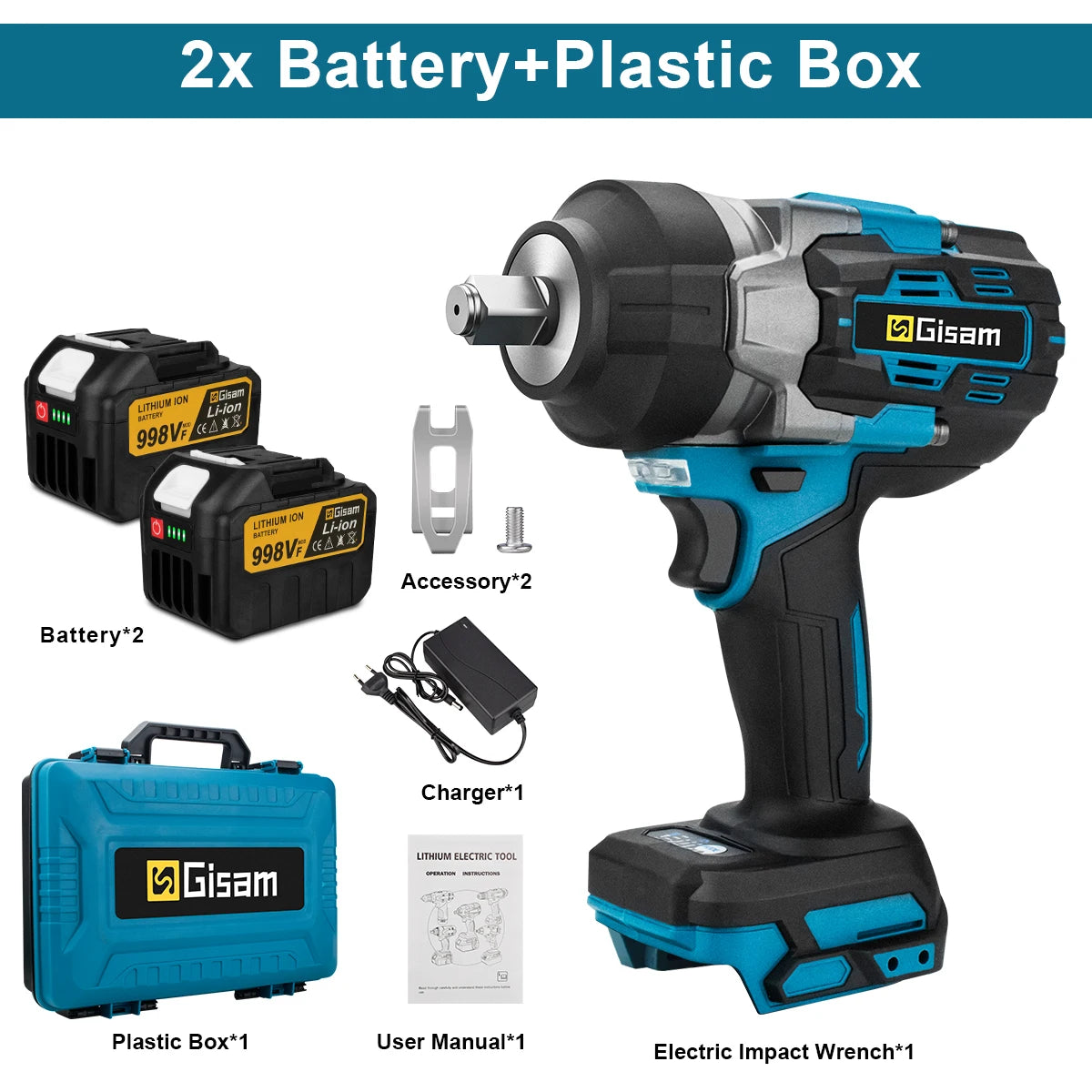 Gisam 2800N.m brezkrtačni udarni vijačnik 1/2" za Makita 18V