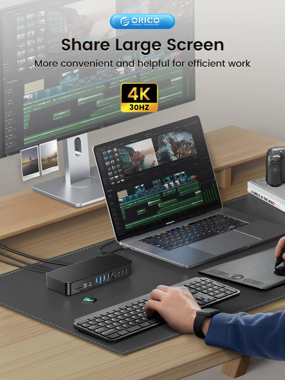 ORICO 19‑in‑1 USB‑C Desktop Docking Station with 4K HDMI, VGA, RJ45, PD Charging