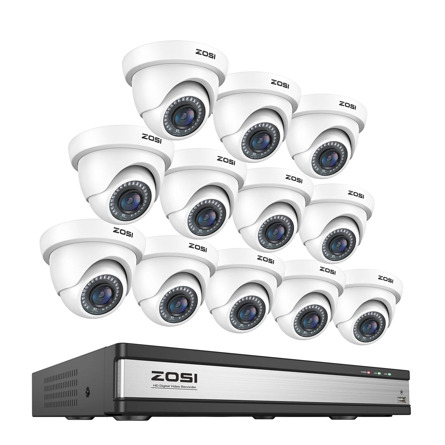 Žični varnostni sistem s kamerami ZOSI 16CH 1080p – DVR H.265+ z zaznavanjem ljudi in vozil